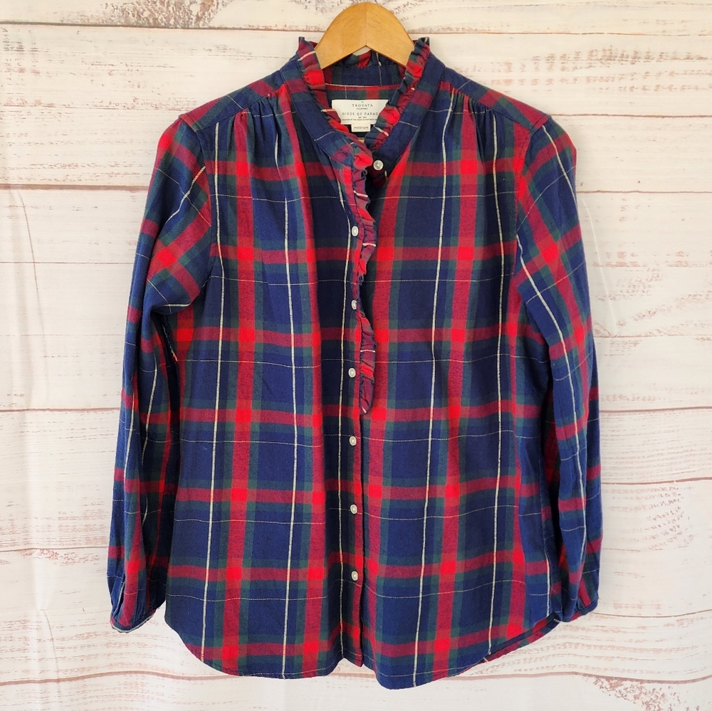 Trovata Birds of Paradis Plaid Flannel Shirt - Picture 3 of 15